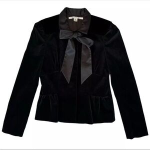 Diane Von Furstenberg Lucille Black Velvet Bow Blazer Jacket in size 10